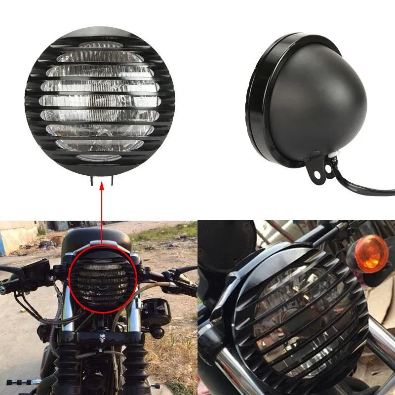 

Motorcycle Bullet Headlight W/ Grill Cover For Harley Sportster XL883 1200 Free Shipping