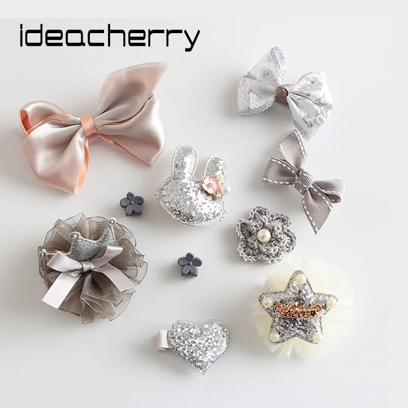 

ideacherry Fashion Children Jewelry New Girls Barrettes Hair accessories Set Bowknot Issuing Cards Girl Hair Ornaments Headdres