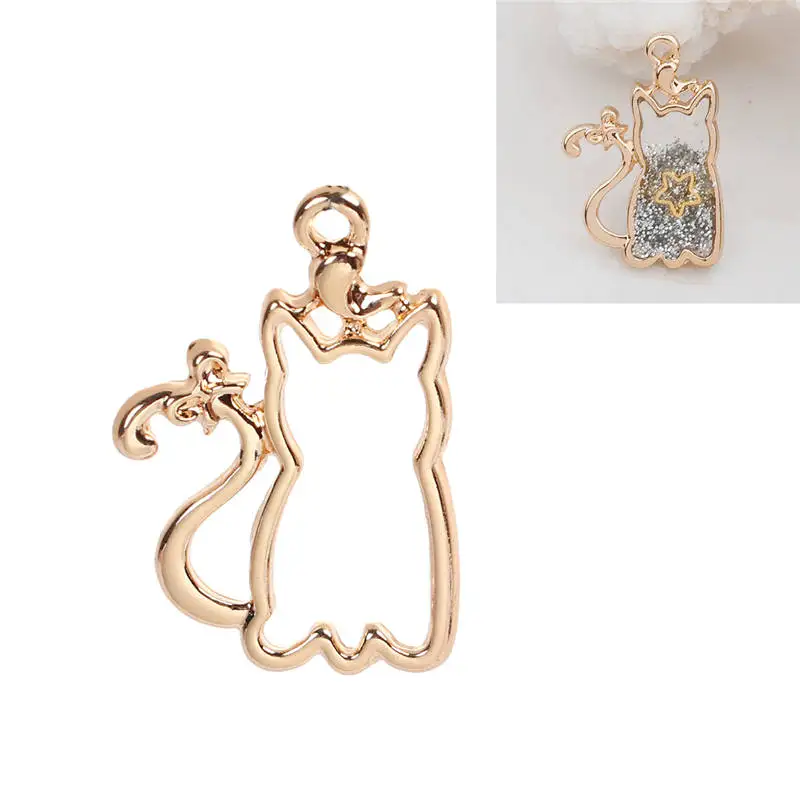 DoreenBeads цинковый сплав открытая задняя рамка кулон кот животное Смола ручной