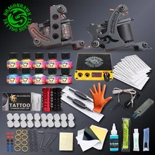 Professional Complete Tattoo Kits Set Tattoo Machine Power Supply 2 guns Immortal Color Inks Tattoo Supplies