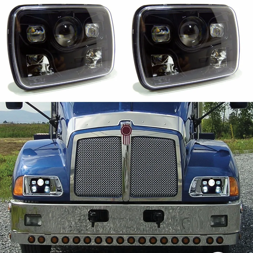 2X New Square 7x6" LED Headlights H4 Light For Jeep Wrangler YJ