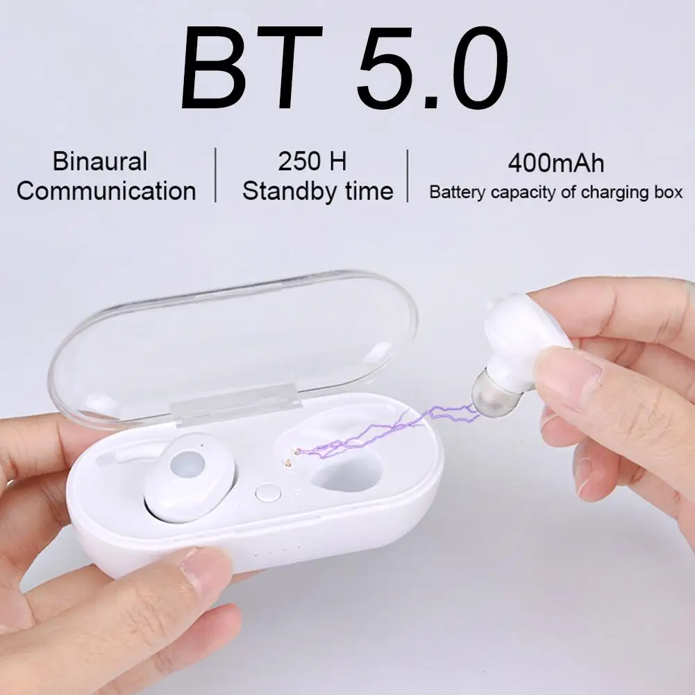 

Mini TWS Binaural True Wireless In-Ear Bluetooth 5.0 Earphones Sports Stereo Earbuds Headset with 400mah Auto Charging Box
