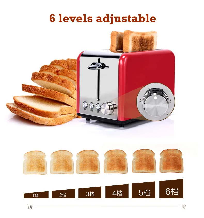 DMWD 2 ломтика из нержавеющей стали тостер Автоматический быстрый нагрев хлеб тостер бытовой для завтрака приготовления хлеба печь