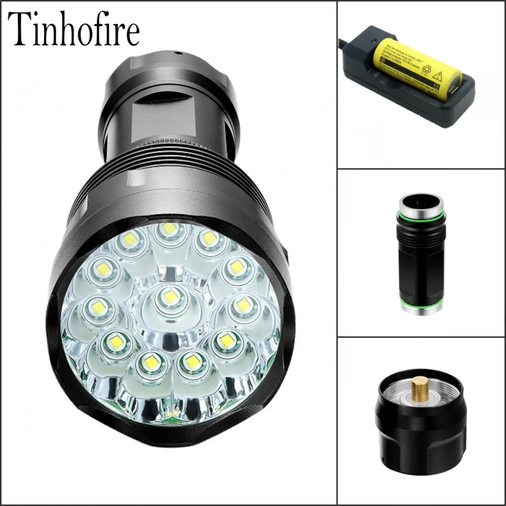 Tinhofire T12 фонарик 5 Режим 22000 люмен 12xcree XM-L XML T6 светодиодный фонарик, 1*18650/26650 Батарея высокое Мощность фонарь