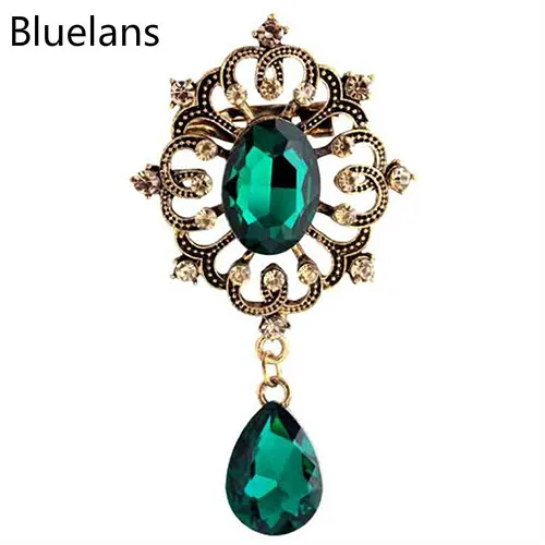 

Fashion Luxury Rhinestone Alloy Brooch Pin Large Waterdrop Pendent Party Brooches for Women Jewelry Christmas New Year Gifts