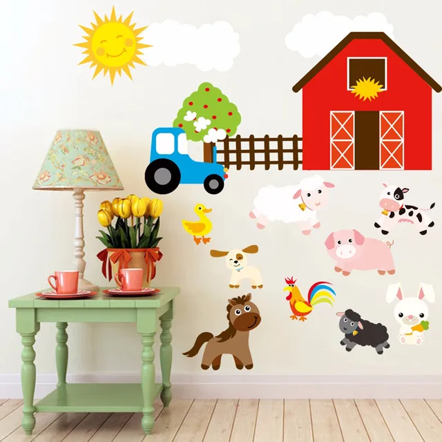 Cartoon Diy Farm Animals Wall Stickers Home Decoration Decor For Cartoon Diy Farm Animals Wall Stickers Home Decoration Decor For Kids Room Animal Sticker Removable Decal