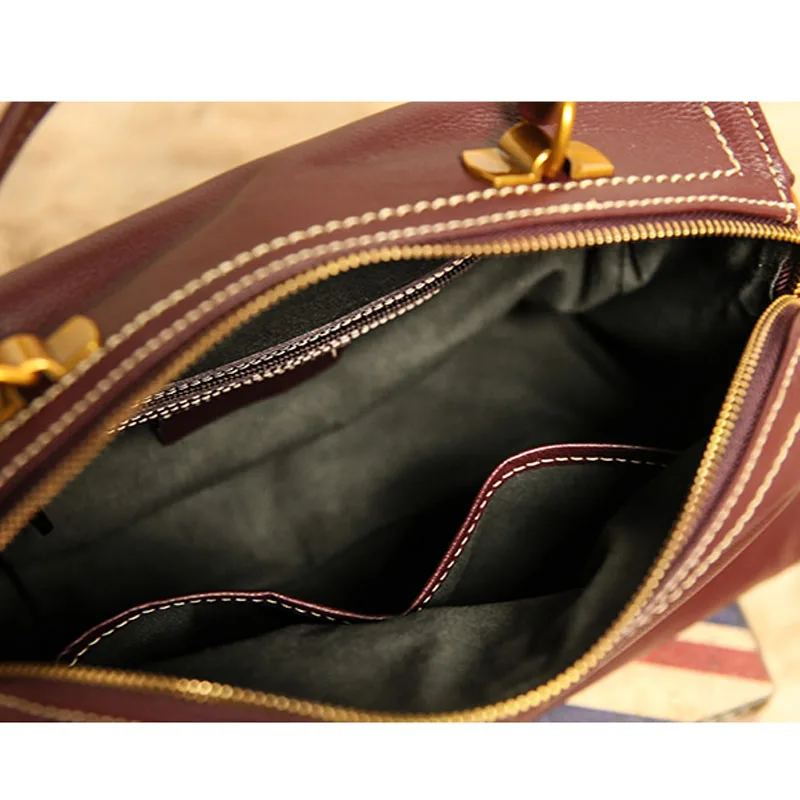 AETOO Leather handbags new fashion retro shoulder bag Messenger head layer leather pillow bag small