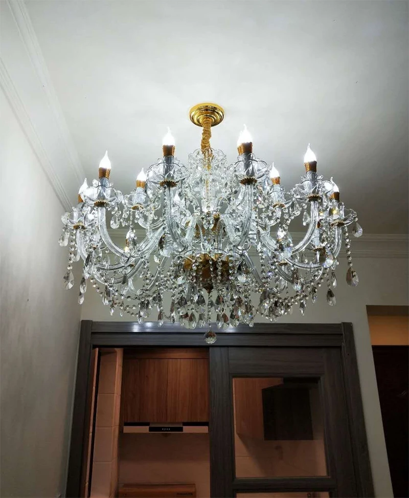 Европейская хрустальная люстра, роскошное Домашнее освещение для гостиной, хрустальное подвесное освещение для спальни, лестницы, столовой, свечи, лампы