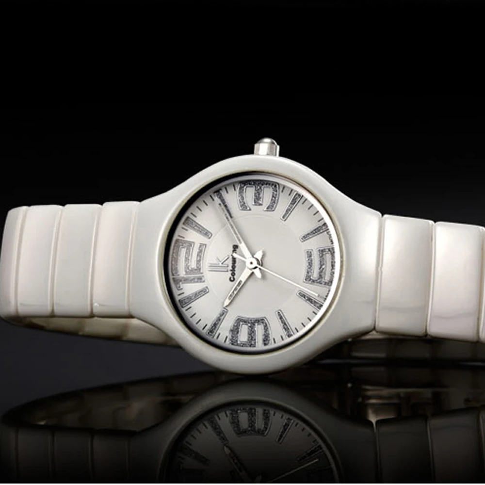 Женская мода белая керамическая лента роскошные женские часы лучший бренд класса люкс 3 АТМ повседневные водонепроницаемые женские часы для женщин