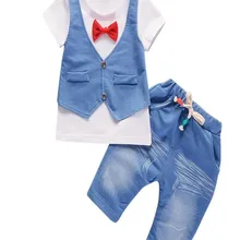 Toddler Kids Baby Boys Outfits Short Sleeve T-shirt+Pants Gentleman Clothes Set Vestito da ragazzo
