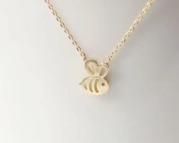 N117 Tiny Honey Bee Necklace Bumble Bee Necklace Queen Bee Necklaces Cute Insect Necklaces Bumblebee Beehive Necklaces