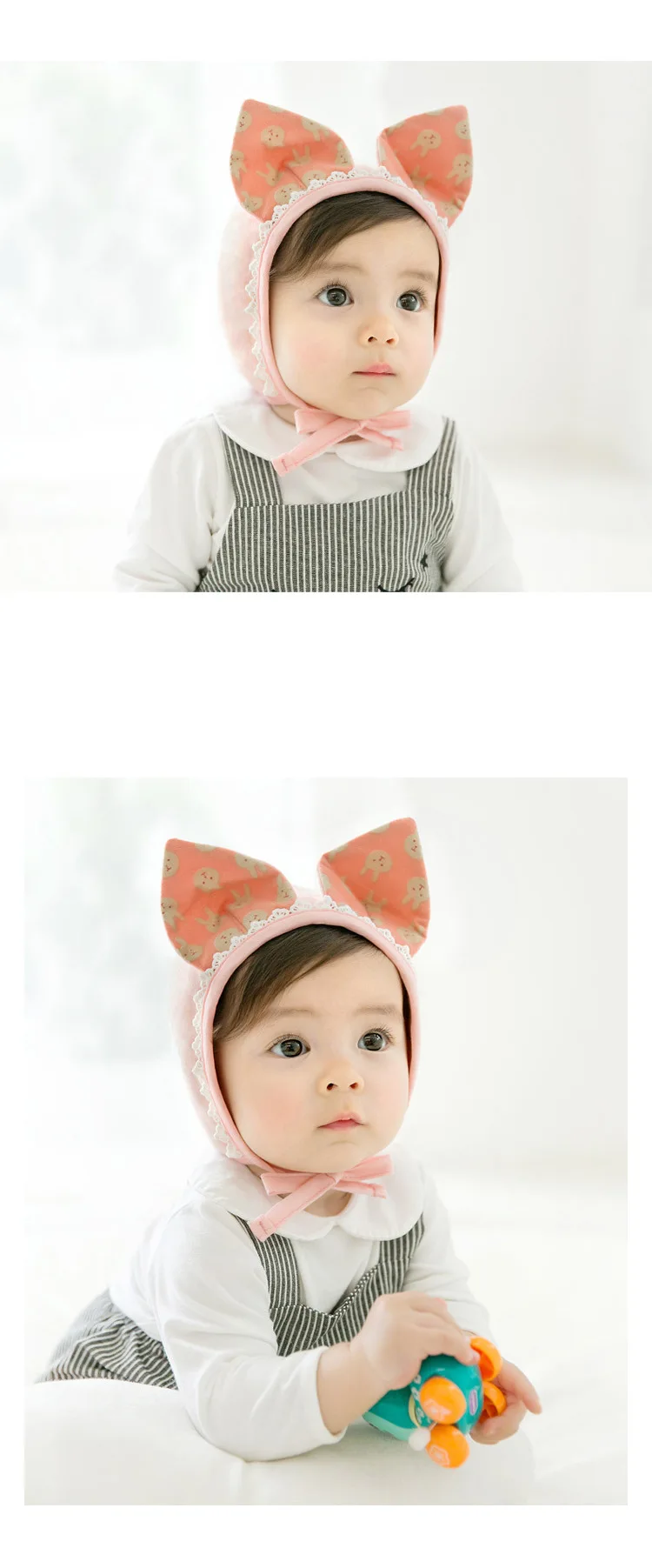 Новое прибытие Очаровательная для маленьких девочек шляпа шапки кроличьи уши Дизайн Infant Bebe кружевные шапки Дети Хлопковый чепчик шапочка