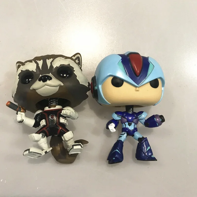 Оригинальная виниловая экшн-фигурка Funko pop б/у герои: Marvel Rocket VS Megaman Коллекционная