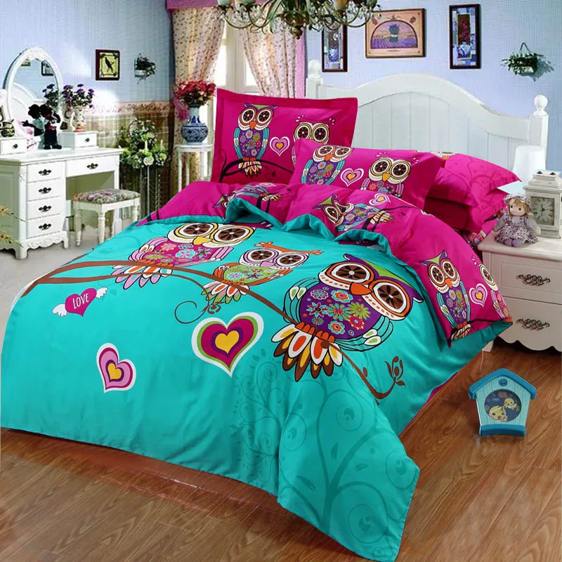 Hot Owl kids children 3d Owl bedding twin full queen king size 100