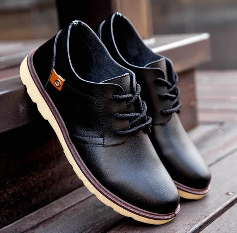 Bonitos zapatos de piel sintética informales para hombre, a la moda, con Cordones redondos para transpirables, negros, zapatos planos para hombre|oxfords for men|oxford -