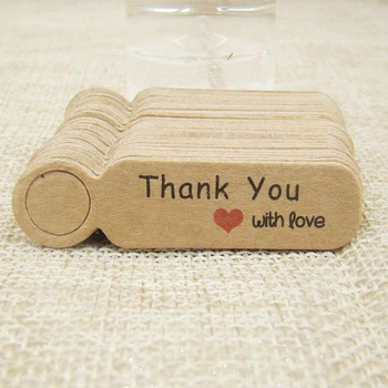 

200pcs per lot cute lovely brown/white thank you with love gift tag products display tag for wedding note/favors/jewelrys pack
