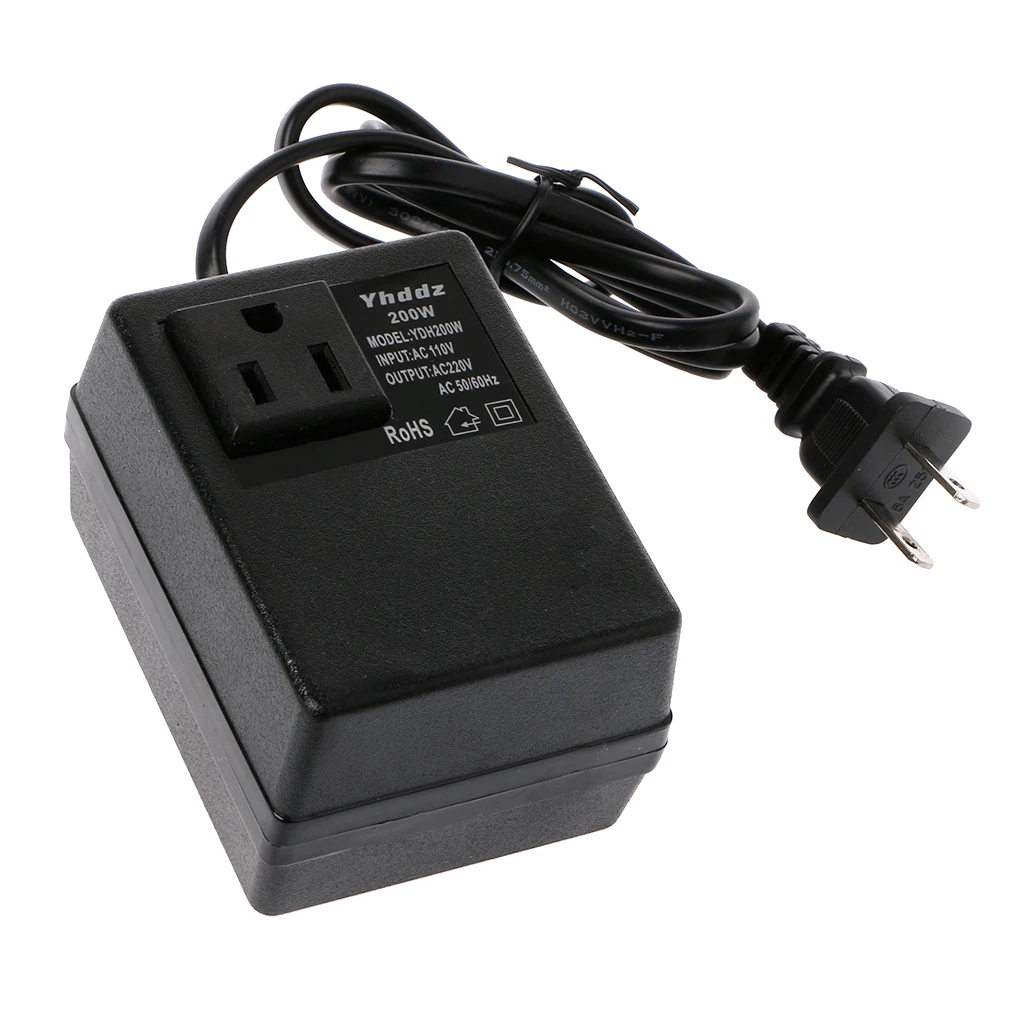 

200W AC 110V to 220V Step Down Transformer Convert Travel Power US Plug Adapter #0604