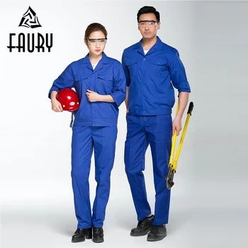 

Unisex Long Sleeve Engineer Uniform Thin Auto Repair Work Wear Clothing Workshop Suit Collar Jacket Straight Pants Set