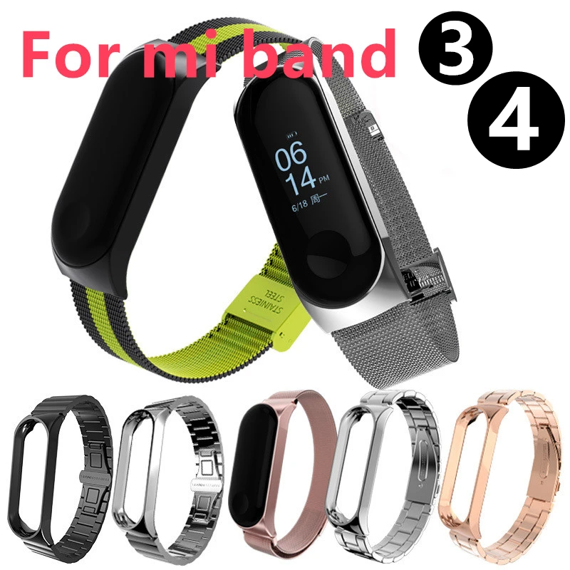 

Miband 4 Strap For Xiaomi Mi band 3 Smart Bracelet Metal wristband Stainless Steel Strap For Xiaomi Mi band 4 Miband3 Smart band