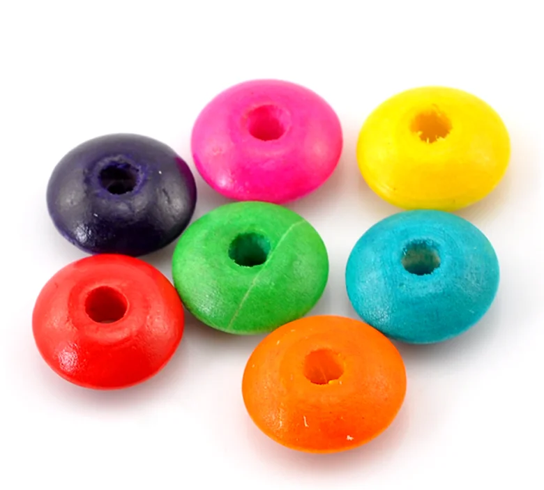 

Doreen Box hot- 200PCs Mixed Dyed Abacus Wood Spacer Beads 14x6mm(4/8"x2/8") (B21482)