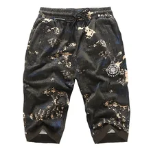 Летние мужские повседневные брюки камуфляжные короткие брюки хлопковые трикотажные спортивные штаны мужские Азиатские размеры XXXXL укороченные брюки
