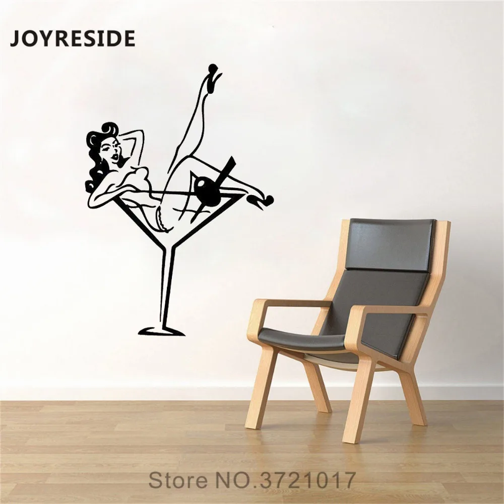 Us 4 48 35 Off Joyreside Pin Up Girl Wall Burlesque Pinup Sticker Decals Vinyl Art Room Bedroom Living Room Home Interior Design Mural A1443 In Wall