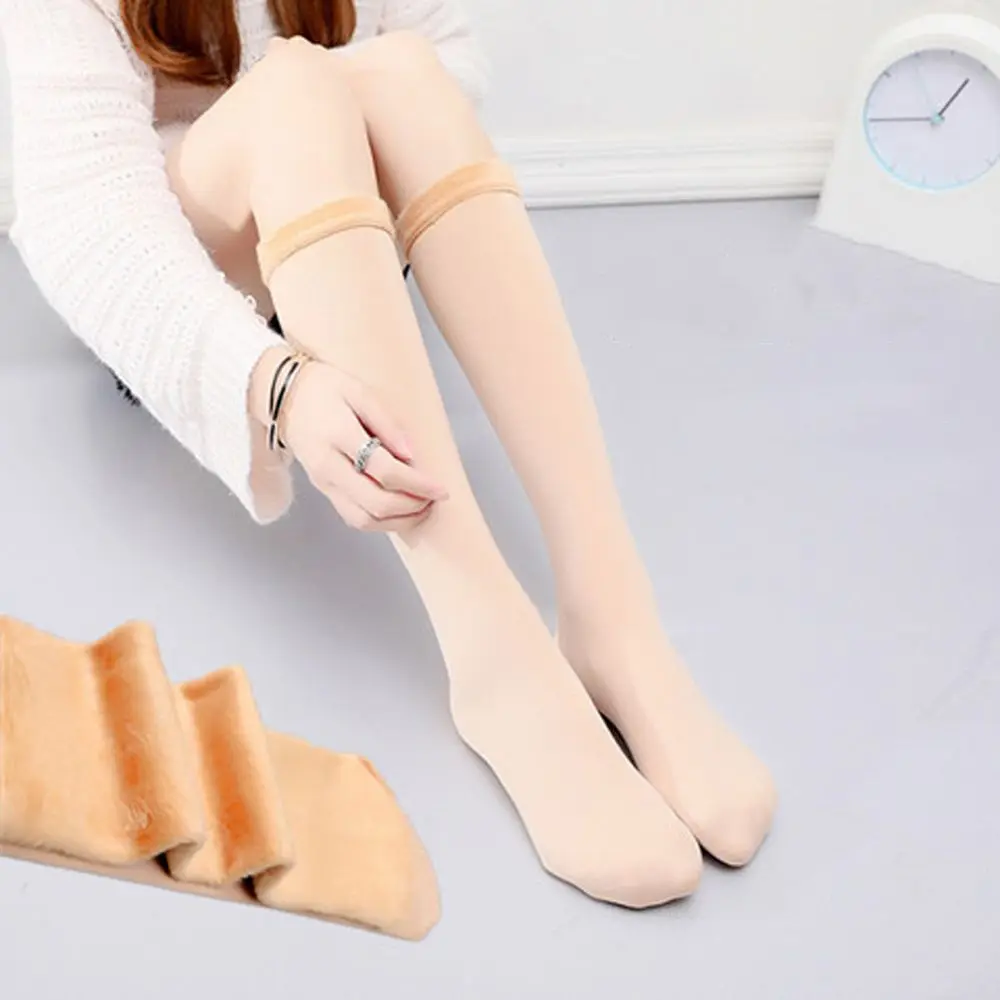 

1pair Soft Knee Floor Socks Girls Thicken Warm Winter Cotton Plush Long Sock Middle Tube Thigh High medias