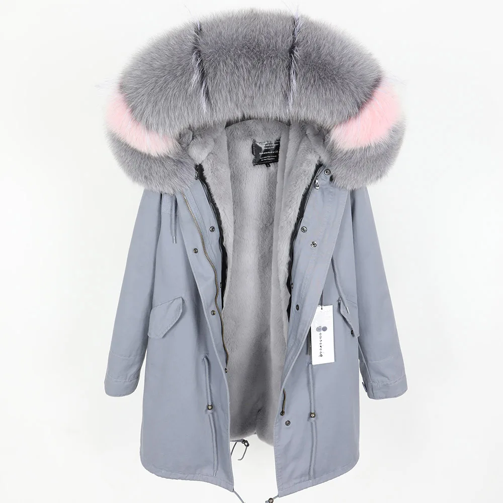 

MAOMAOKONG new women's fox fur super large fur collar long coat detachable lined Slim Pike winter jacket women