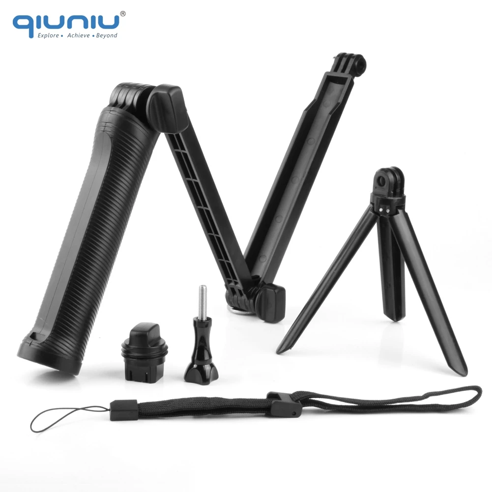 

QIUNIU For GoPro Accessories Collapsible 3-way Grip Arm Tripod Monopod 3way Mount for Go Pro Hero 3 3+ 4 5 6 for Xiaomi Yi SJCAM