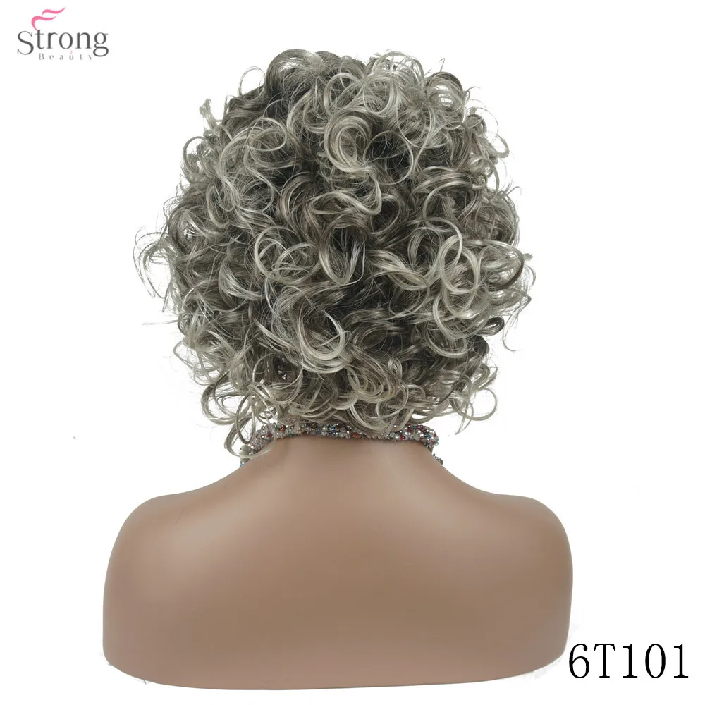 StrongBeauty женские Искусственные волосы для париков натуральные кудрявые волосы средней длины блонд/черные парики без шапочки
