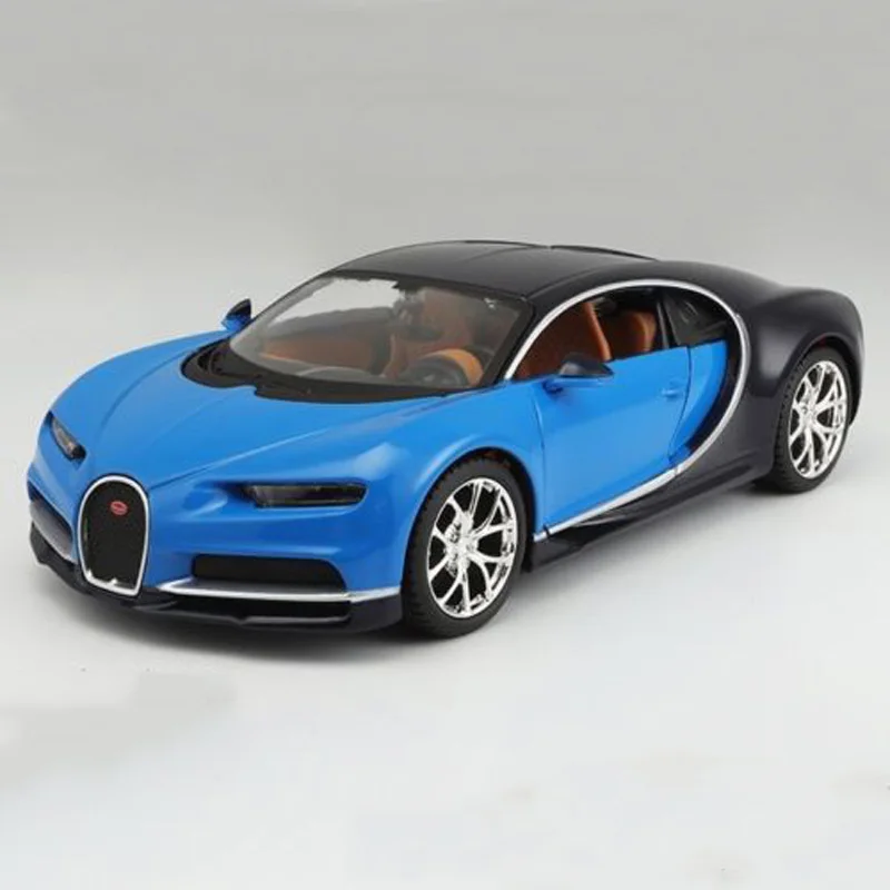 Bugatti Chiron Модель автомобиля игрушки 1/24 Масштаб Синий литье под давлением гоночный автомобиль модели автомобилей игрушки для детей рождественские подарки коллекции