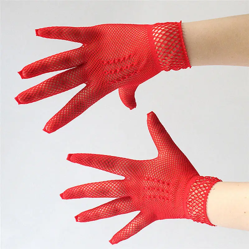  Ladies Girls Neon Sexy Short Fingerless Fishnet Lace High Elasticity Gloves Hand Gloves guantes eldiven handschoenen 40FE1409