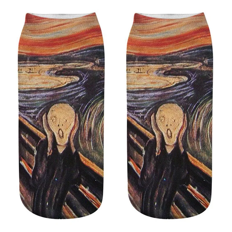 Новинка, забавные носки Ван Гога, креативное искусство, абстрактная живопись маслом, Calcetines, закрытый носок, Meias Feminino, Harajuku, женские короткие носки - Цвет: 19