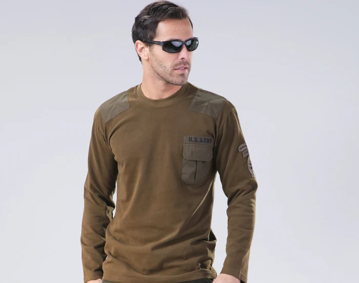 Весенне-осенний мужской пуловер с круглым вырезом и длинным рукавом для походов и кемпинга, военная хлопковая армейская тактическая тренировочная хлопковая футболка
