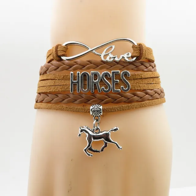 Love horses bracelet horse Charm freindship gift leather wrap bracelets & bangles for woman and