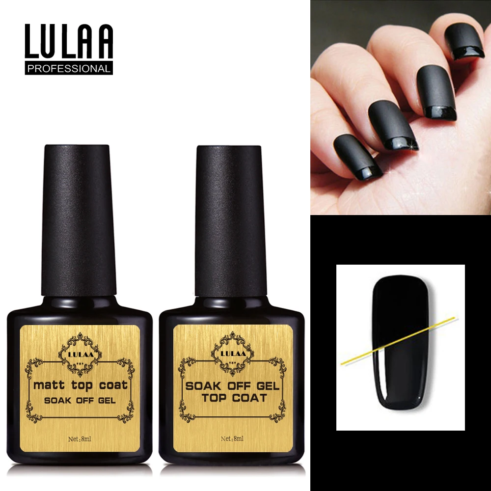 

LULAA Best Nail Polish Gel Soak Off UV LED Gel Nail Polish Base Coat Don't Wipe Top Color Polish Gel Matte seal top coat SET