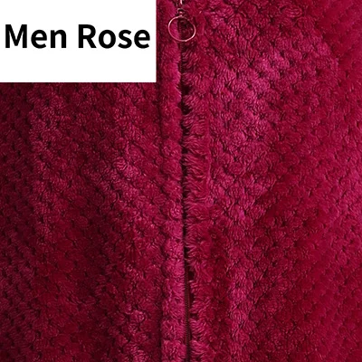 Удлиненный зимний теплый халат для женщин и мужчин размера плюс банный халат на молнии для беременных роскошный мягкий фланелевый термо Халат - Цвет: Rose Men