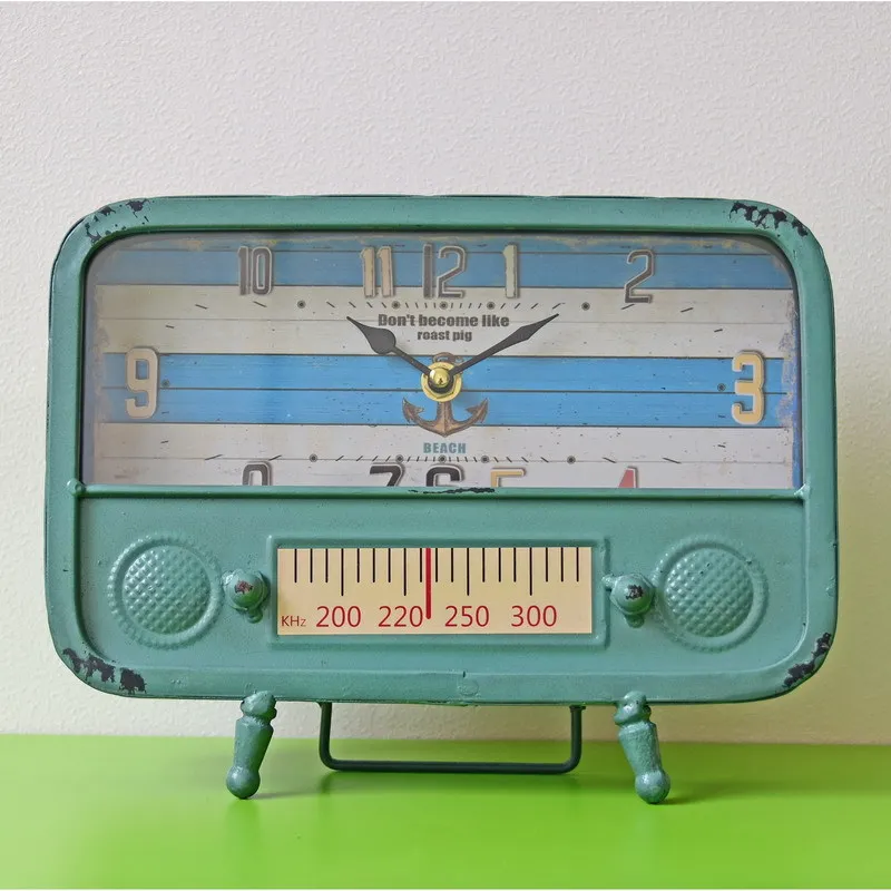 

Retro Pastoral Style Metal Standing Table Clock Home Decoration Miniatures Figurines Desk Clock Metal Table Clocks Craft Gifts