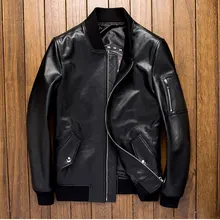 Брендовая весенне-осенняя коллекция года, модная мужская куртка из натуральной воловьей кожи, мужская Тонкая куртка черного цвета, большие размеры 3xl 4xl