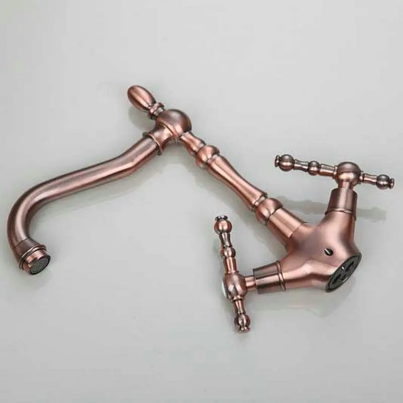 pia de cozinha com torneira vintage de cobre escovado com rotação de pia com misturador