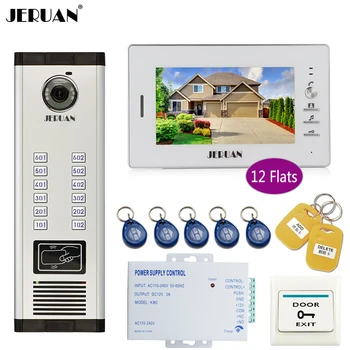 

JERUAN 7 Inch LCD Monitor 700TVL Camera Video Door Phone Intercom Access Control Home Gate Entry Security Kit for 12 Apartments