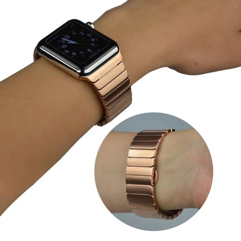 ASHEI Нержавеющая сталь ссылка браслет ремешок для Apple Watch с бабочкой застежкой 42 мм 38 мм металла ссылке полос для iWatch 3 2 1