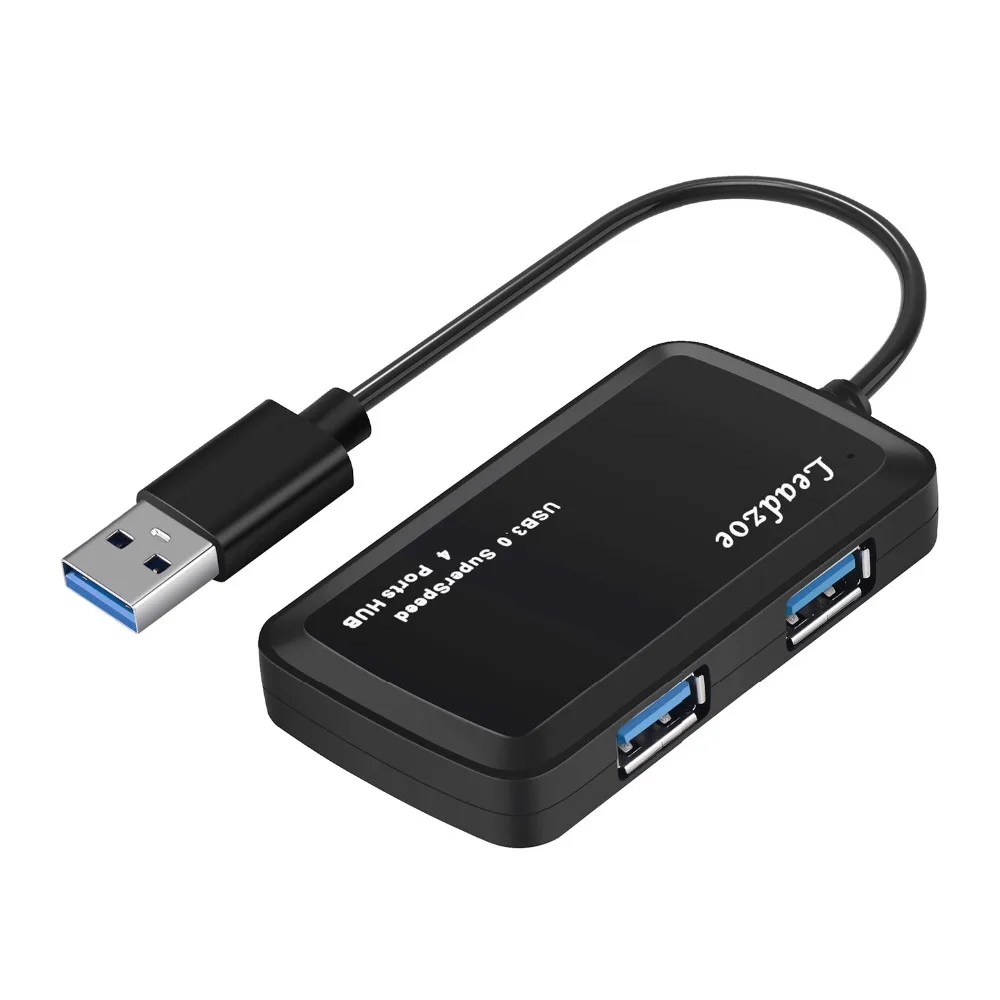 Leadzoe usb-хаб, 4 порта, Супер Скоростной USB 3,0 концентратор, портативный usb-разветвитель Для iMac Macbook, аксессуары для компьютера, ноутбука, концентратор USB 3,0