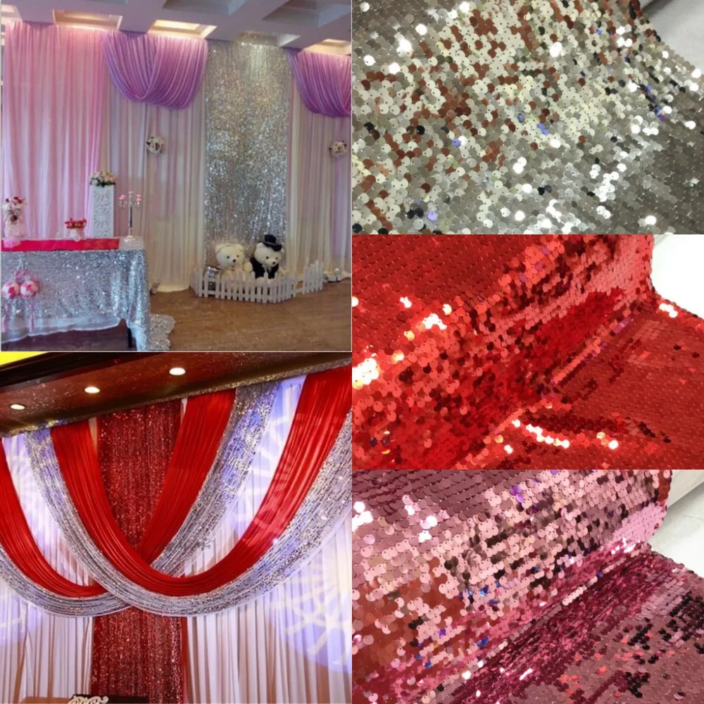 

10m Sparkly 9mm Sequin Embroidered Fabric Paillette Netting Fabric Photo Backdrop Wedding Photo Booth Photography Background