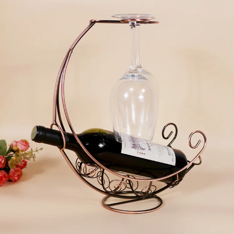 Piratical Vessel Wrought Iron Wine Rack Metal Technology Hanging Glass
