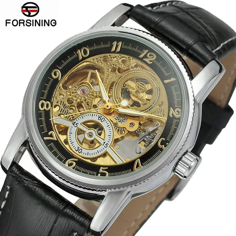 

Forsining Unique Luminous Automatic Watch Men Top Brand Luxury Mechanical Watches Men Hot Skeleton Watch Men Watch Silver Black