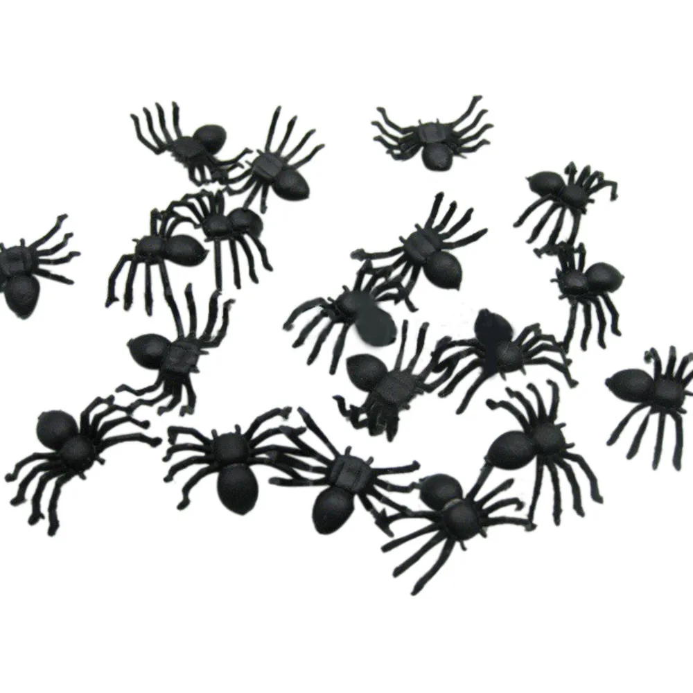 

20 pcs Halloween Decorative Spiders 2cm Small Black Plastic Fake Spider Toys Novelty Funny Joke Prank Realistic Props #