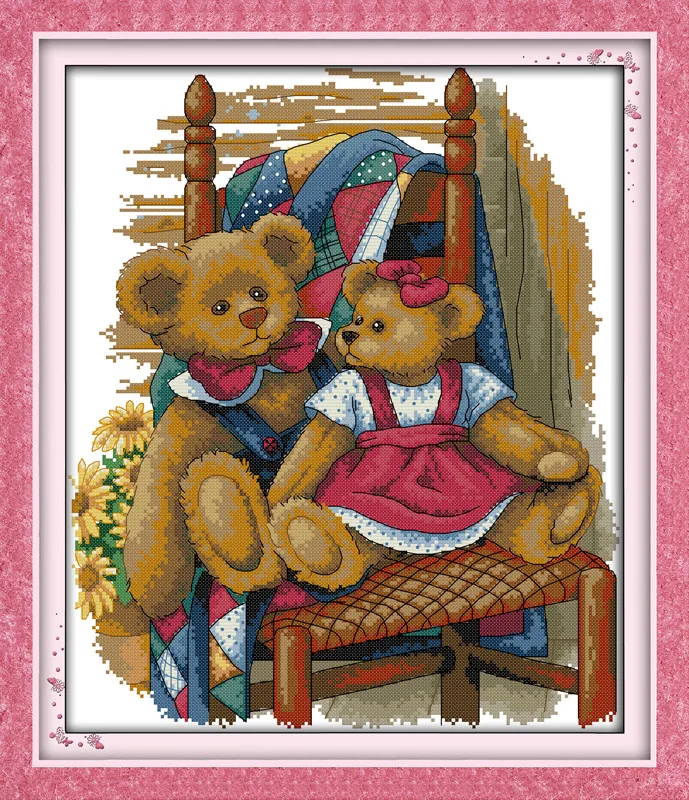 Oneroom Happy Bear family плюшевый мишка DMC Frabric сделай сам ручная вышивка китайский Набор для вышивания крестиком