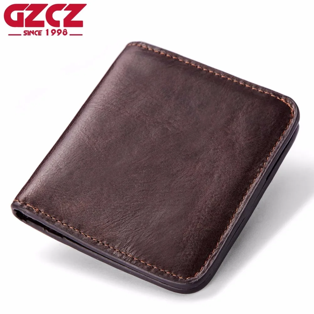 GZCZ высококачественный мужской кошелек из натуральной кожи, винтажные короткие мужские кошельки на молнии, мужской кошелек, сумка для денег, недорогой кошелек