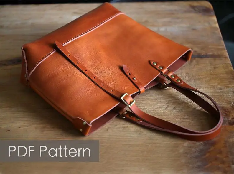 

Leather tote bag Sewing Pattern Leather Template PDF Patterns Leather HandBag Shoulder BAG English Version Instruction